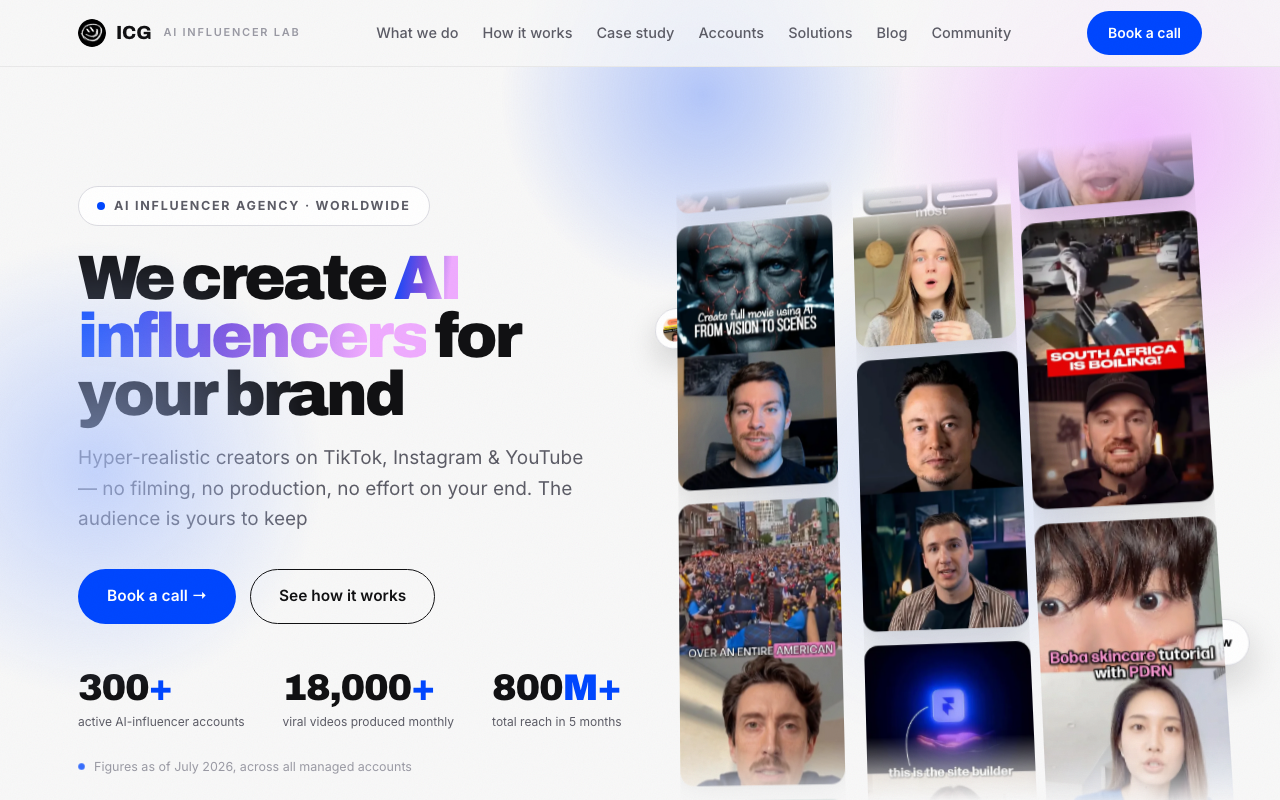 ICG — AI Influencer Lab website preview