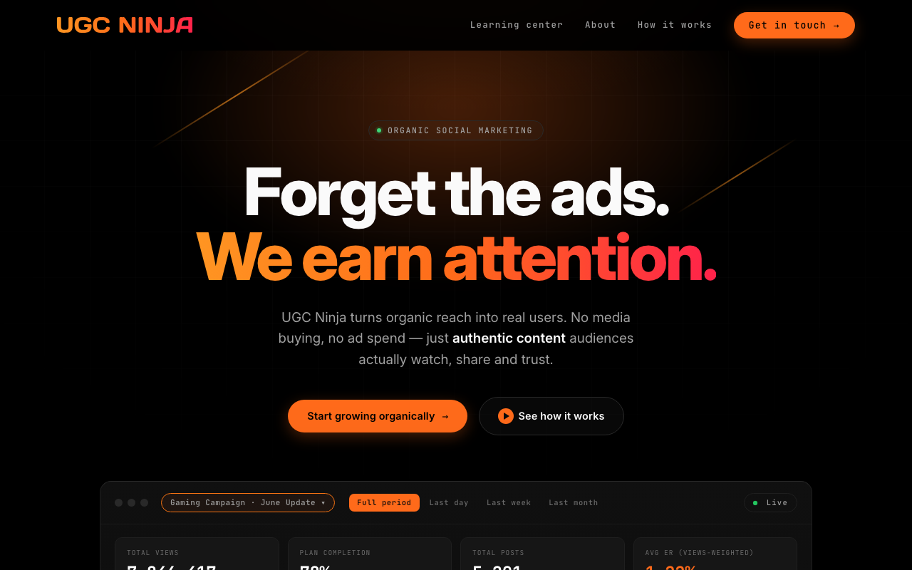 UGC Ninja website preview